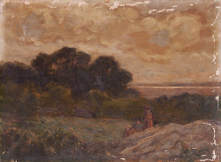 Edward Mitchell Bannister Landscape with Two Women Reclining on Rocks ...
